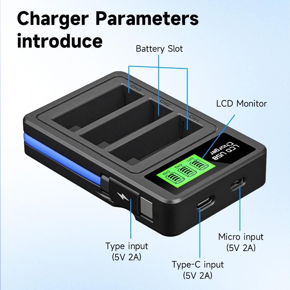 2400mAh High Capacity For Insta360 Ace Pro Ace Battery+3-Slot LED Fast Charger For Insta 360 Ace Pro 2 Action Camera Accessories