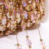 No Fade 2Meters 1Meter Stainless Steel Pink White Natural Stone Crystal Beaded Chains for Necklace Bracelet Jewelry Making DIY