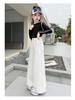 Girls' Wide-Leg Jeans - Fashionable Autumn Scimitar Pants for Middle Schoolers.