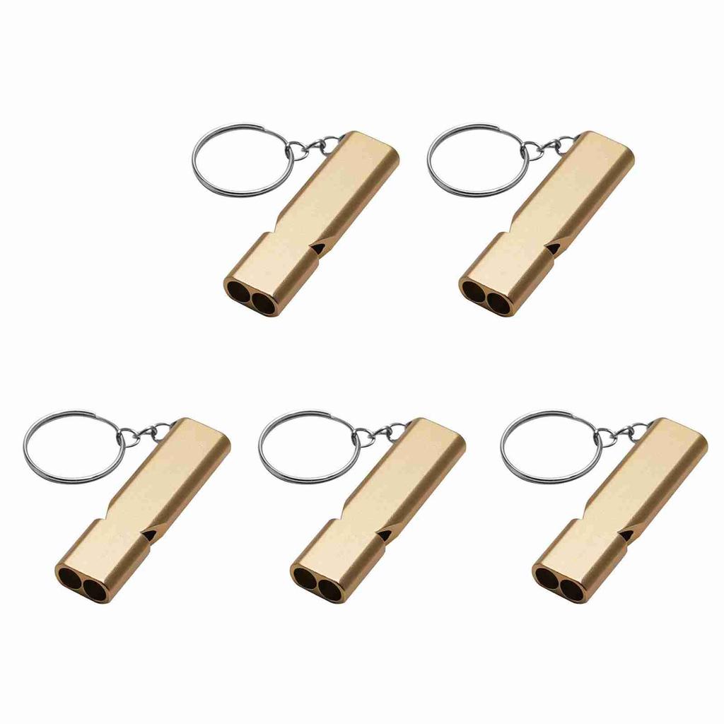 5 Pcs Aluminum Alloy Whistle with Keychain Outdoor Emergency Survival for Camping Hiking Hunting Fishing