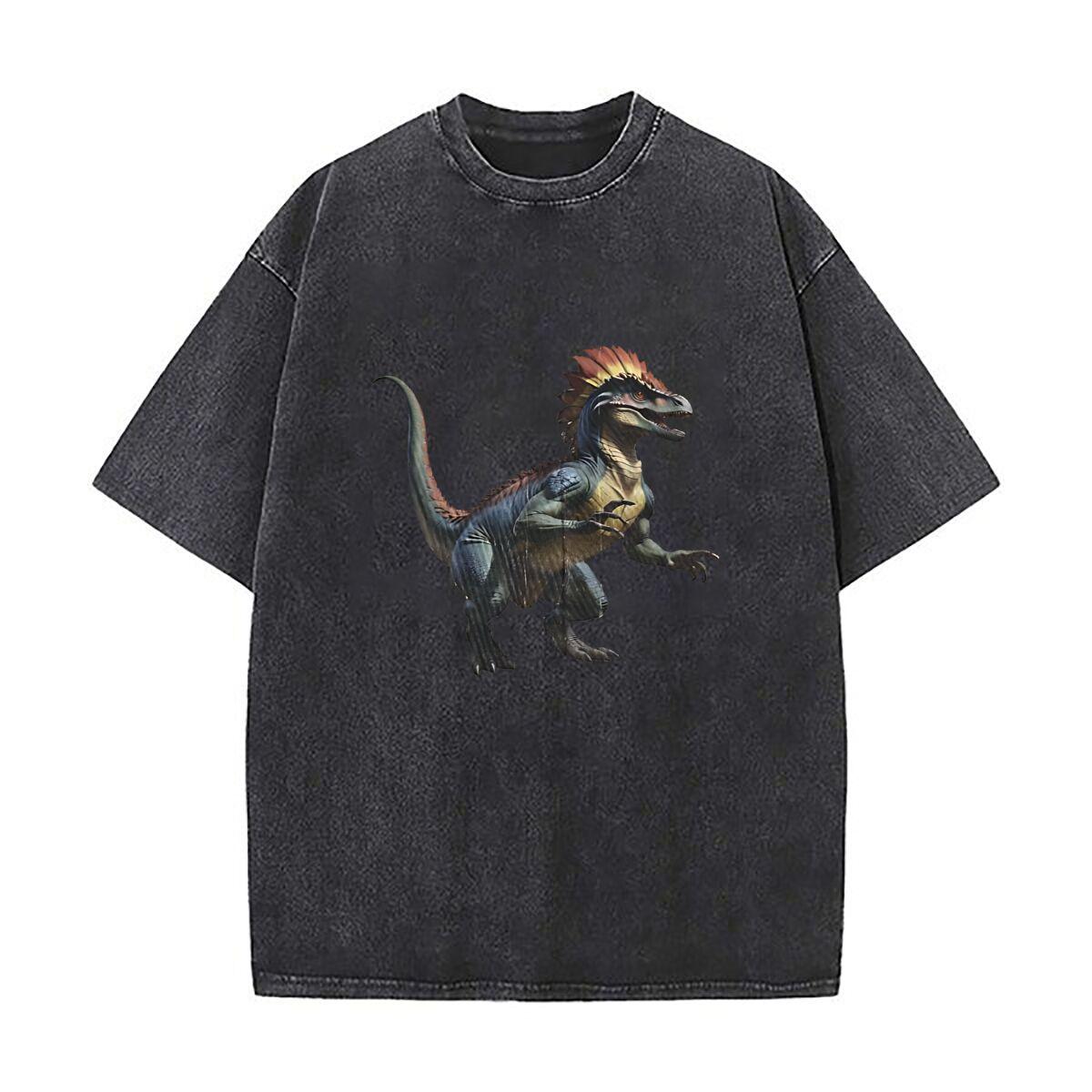 

The majestic crested dinosaur Mens Summer Tshirt Cotton Vintage Washed TShirts S