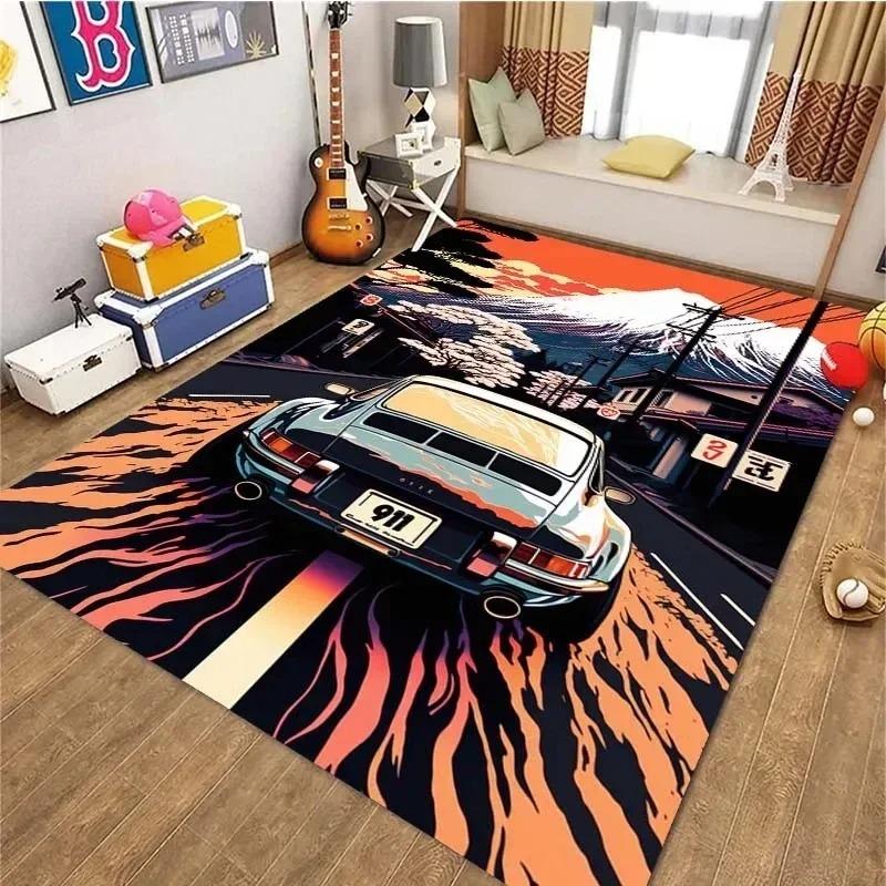 Classical Sports Car Carpet Mat Vintage Retro Cool F1 Rug for Bedroom Living Room Door Floor Non-Slip Rugs Pad Mats Home Decor