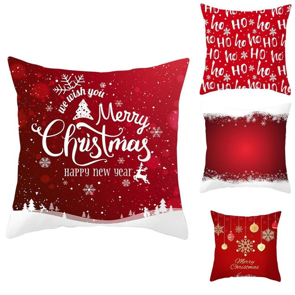 Festive Christmas Red Pillow Case Luxurious Cushion Cover For Cheerful Home Decor