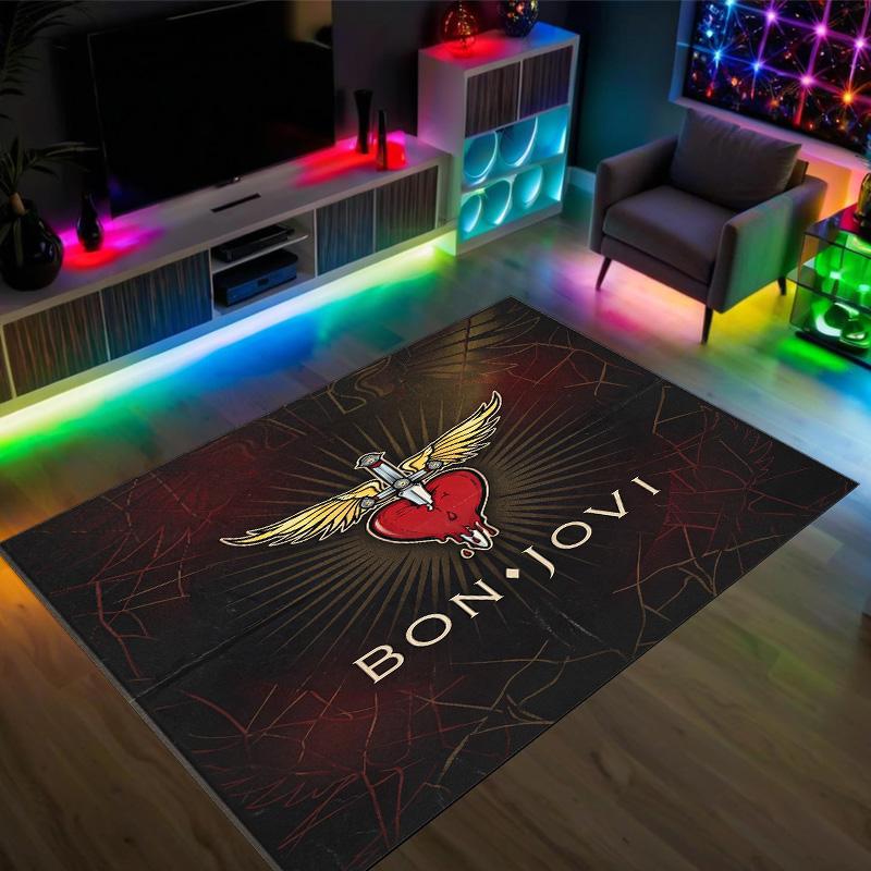 Bon Jovi Design Crystal Velvet Carpet Cozy Non?Slip Printed Rug For Bedroom Living Room Entrance