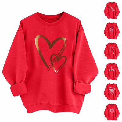 Women's Casual Fashion Valentine's Day Print Long Sleeve O,Neck Sweatshirts Pullover Top