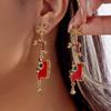 Rhinestone Christmas Earrings Dripping Oil Christmas Jewelry Sweet Xmas Drop Dangle Stud  Party