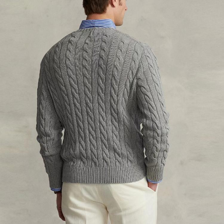 Polo Ralph Lauren Solid Comfortable Cable Knit Sweater Men sweater Gray 710775885-013