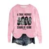 Women's Fashion Round Neck Pullover Top Long Sleeve Tee Printed Sweatshirt