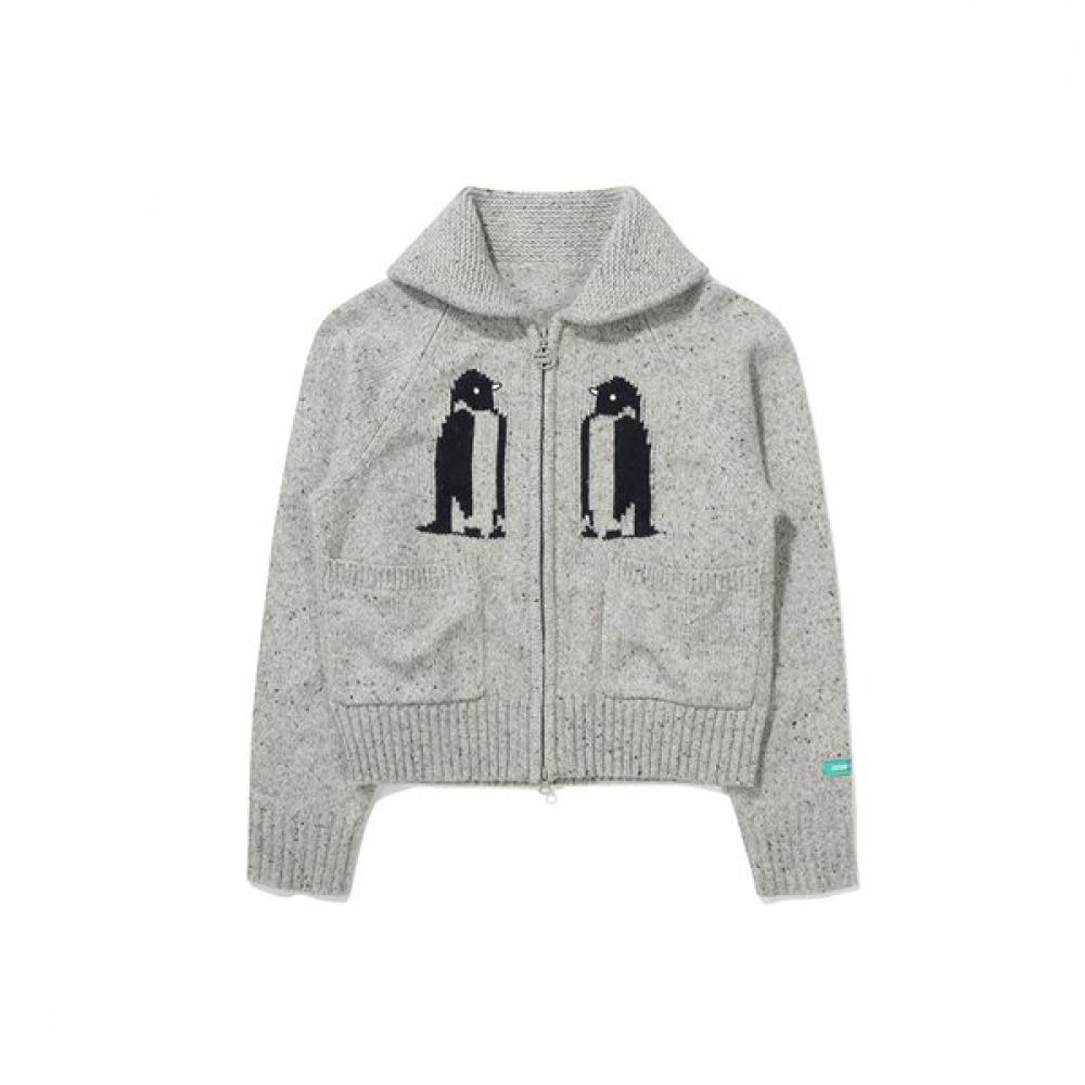 Bbc Earth Mix Texture Penguin Cardigan Melange Beige/85