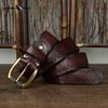 Retro Fashion Personality Trend All-match Hollow First Layer Cowhide Pin Buckle Belt Men's Genuine Leather Jeans Belt