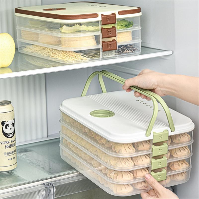 Clear Dumpling Storage Container With Manual Date Timer Stackable Designs Accessory for Efficient Freezer Organization