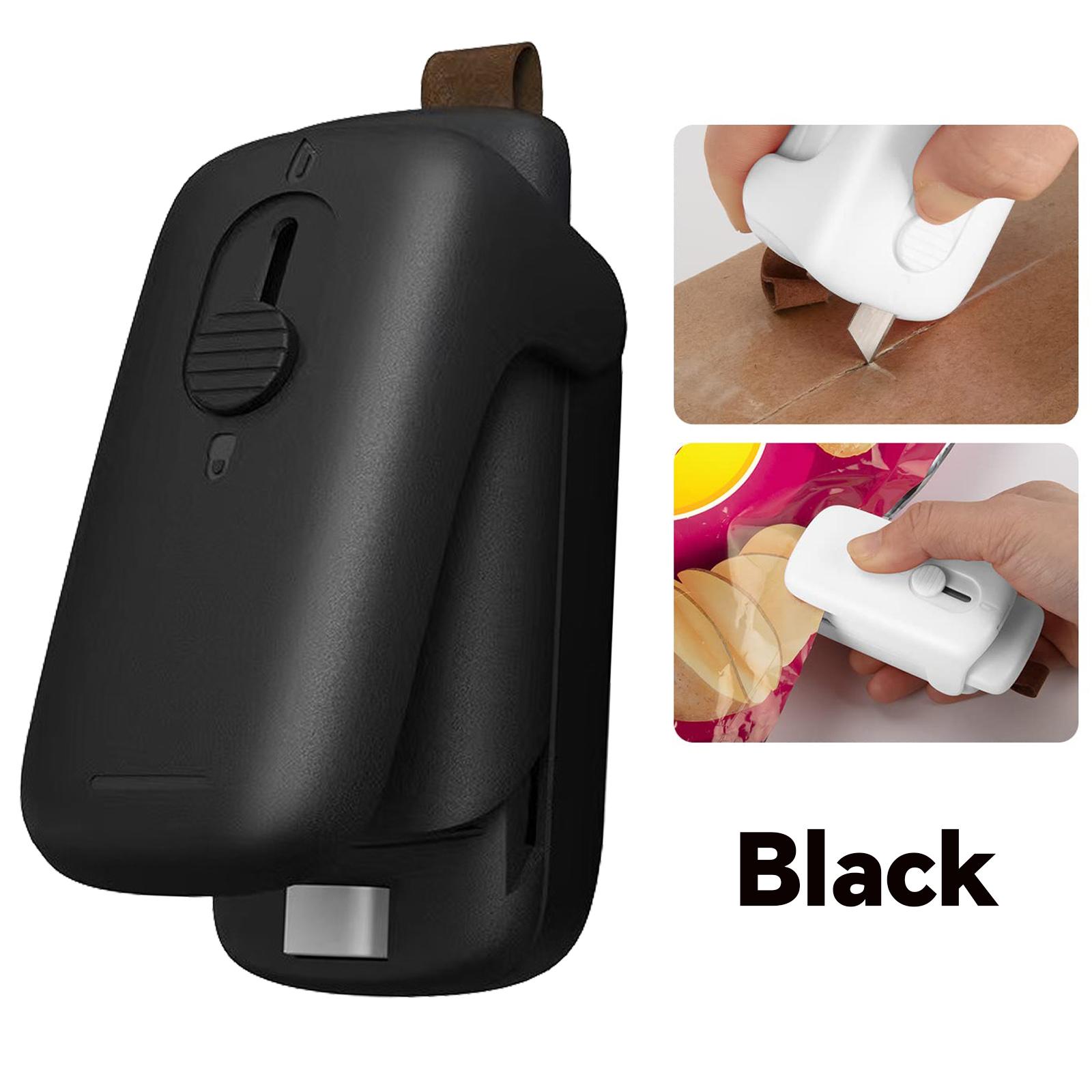 

Мини-запайщик пакетов для чипсов — термосварка с резаком и магнитом, портативная мини-машина для повторного запечатывания пластиковых пакетов и сохранения свежести закусок чёрный