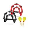 Regispro B Tambourine Set of 2, Semicircular Percussion Instrument for Karaoke, 23cm X 20cm, with Maracas, Black & Red
