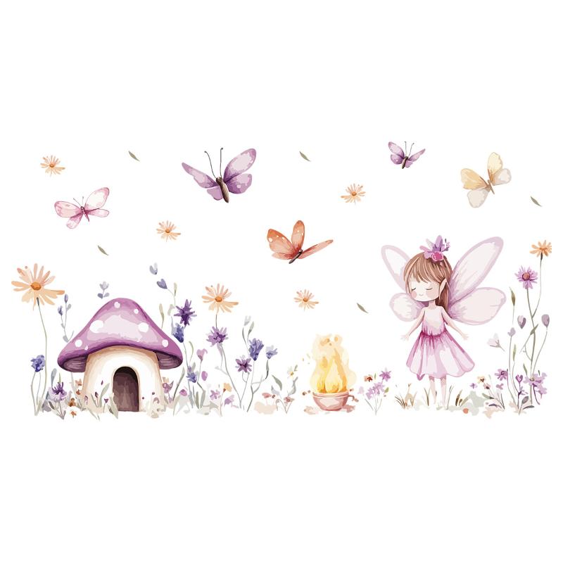 Cute Fairy Reading Wall Sticker For Baby Girls Nursary Room Kids Room Background Children'S Room Wall Decals