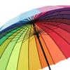 Long Handled Umbrella 24 Rib Large Windproof Reinforced Straight Umbrella for Outdoor Gift Rainbow