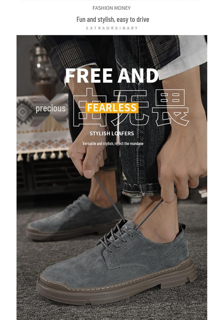 Men's Cowhide Casual Business Shoes - Low-Top Formal Leather Footwear for Spring and Autumn