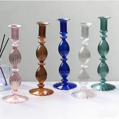 Modern Glass Candle Holder Nordic Home Decor Romantic Candlelight Dinner Candlestick Dining Table Decoration Wedding Party Decor