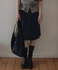 Annies Kay Wool Pleats Midi Skirt (Black)