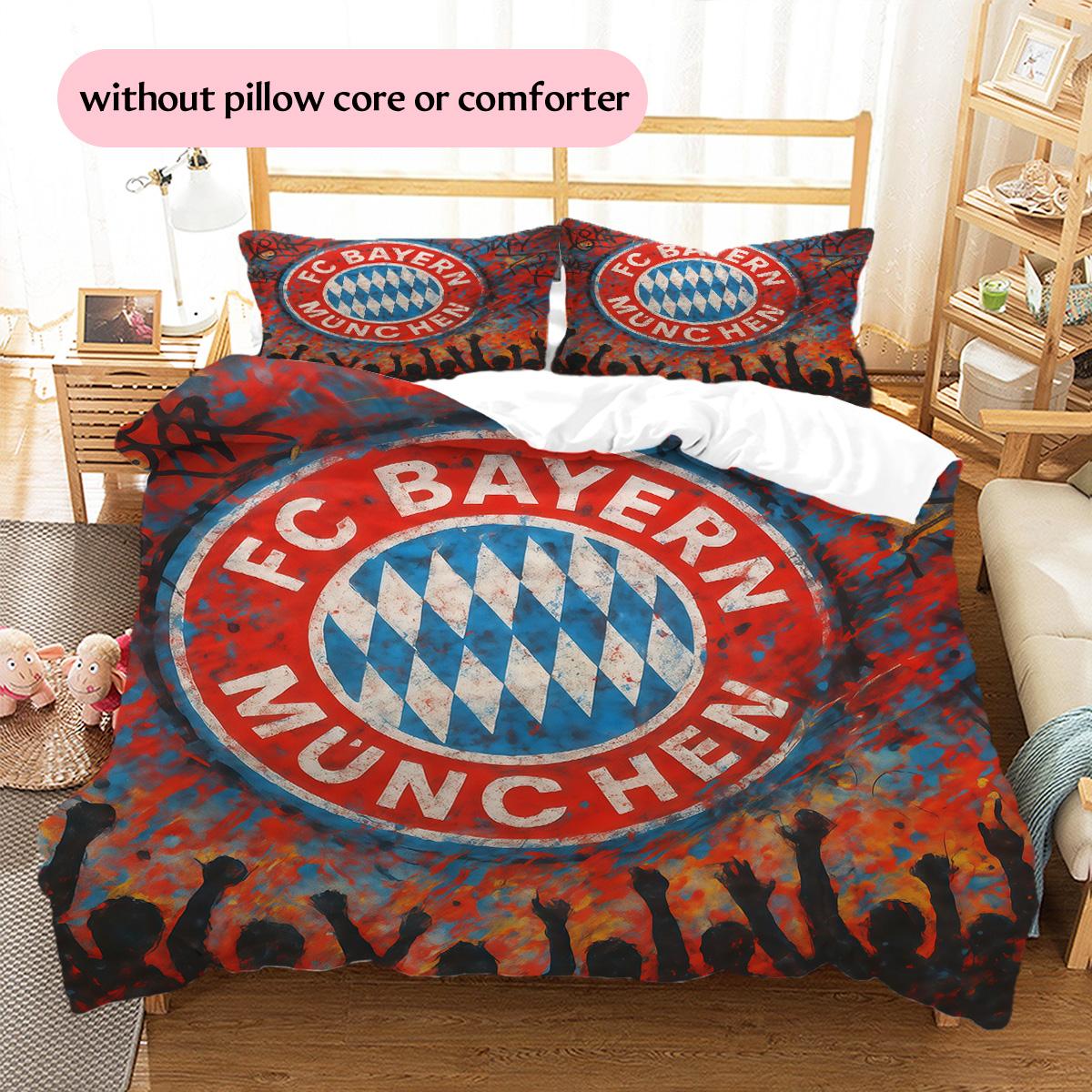 

Bayern Munich Football Club Pattern Bedding Quilt Set Home Decoration Gift (1 * duvet cover + 2 * pillowcase without core) 135x200cm