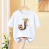 Floral AZ Kids Tshirt 26 Letters Cute ABCD Cartoon Short Sleeve Tee for Girls Summer Fashion Polyester Fabric