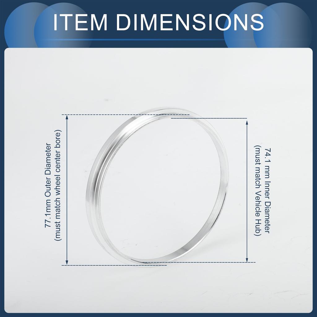 INFINAUTO Hub Centric Rings 74.1mm Inner to 82mm OD Vehicle Wheel Hub Rings Aluminum Alloy 4pcs