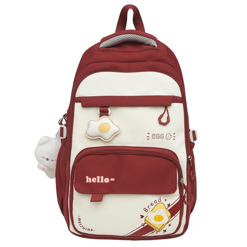 

Large Capacity Junior High School Schoolbag Women s Color Contrast Backpack красный