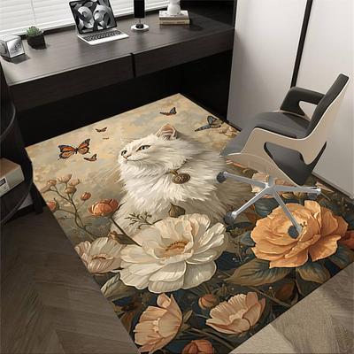 1pc Cat, Flowers Carpet Office Rug Outdoor Mat Home Decor Area Carpet Festival Gift