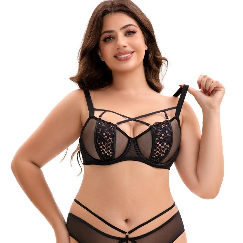 Große Damengrößen Dünner Spitzen-BH Für Große Oberweite Push-up Anti-Hängen Sexy Unterwäsche