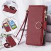 Zipper Wallet Cards Holder Crossbody Case for Samsung Galaxy Z Fold 7 6 5 4 Fold7 Fold6 Wrist Strap Lanyard Leather Cover