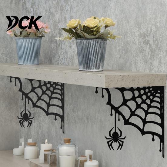 Yard Decorations 2Pcs Spider Web Corner Metal Wall Art, Signs Outdoor Decor, Gothic Weather Resistant Craft Minimalist Aesthetic Sculpture for