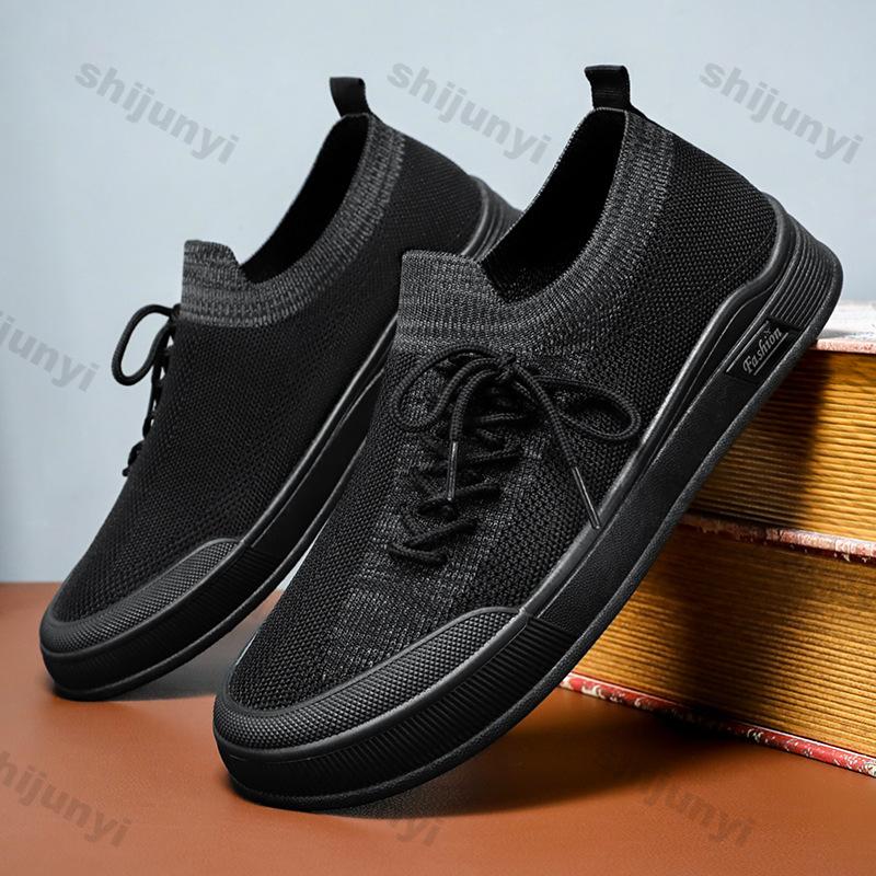 Fashion Men's Fly Weave Shoes Autumn Mesh Breathable Fashion Lace Up Outdoor Casual Shoes Lightweight Comfortable Non Slip Vintage Flats