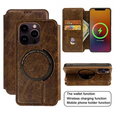 For Magsafe Leather Phone Flip Case For iPhone 15 Pro Max Magsafing Magnetic Case For Apple 13 12 11 14 Pro 15 Plus Card Wallet Book Stand Phone Cover