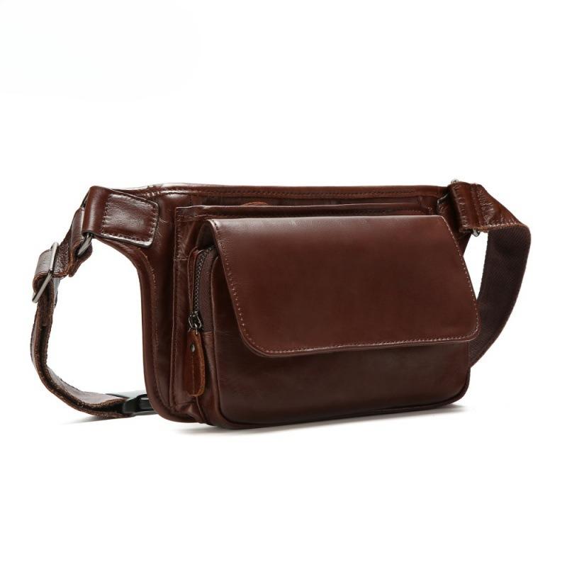 Genuine Leather Vintage Crossbody Bag Men's Bag Casual Commuting Chest Bag Shoulder Bag