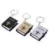 Mini English Holy Bible Keychain Religious Christian Jesus Cross Key Ring