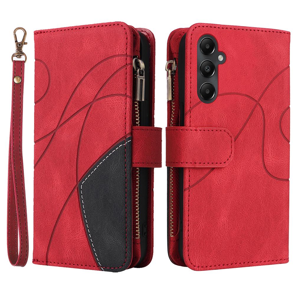 For Samsung Galaxy A05s 4G Leather Case with Strap Zipper 9 Card Slot Phone Cover Stand