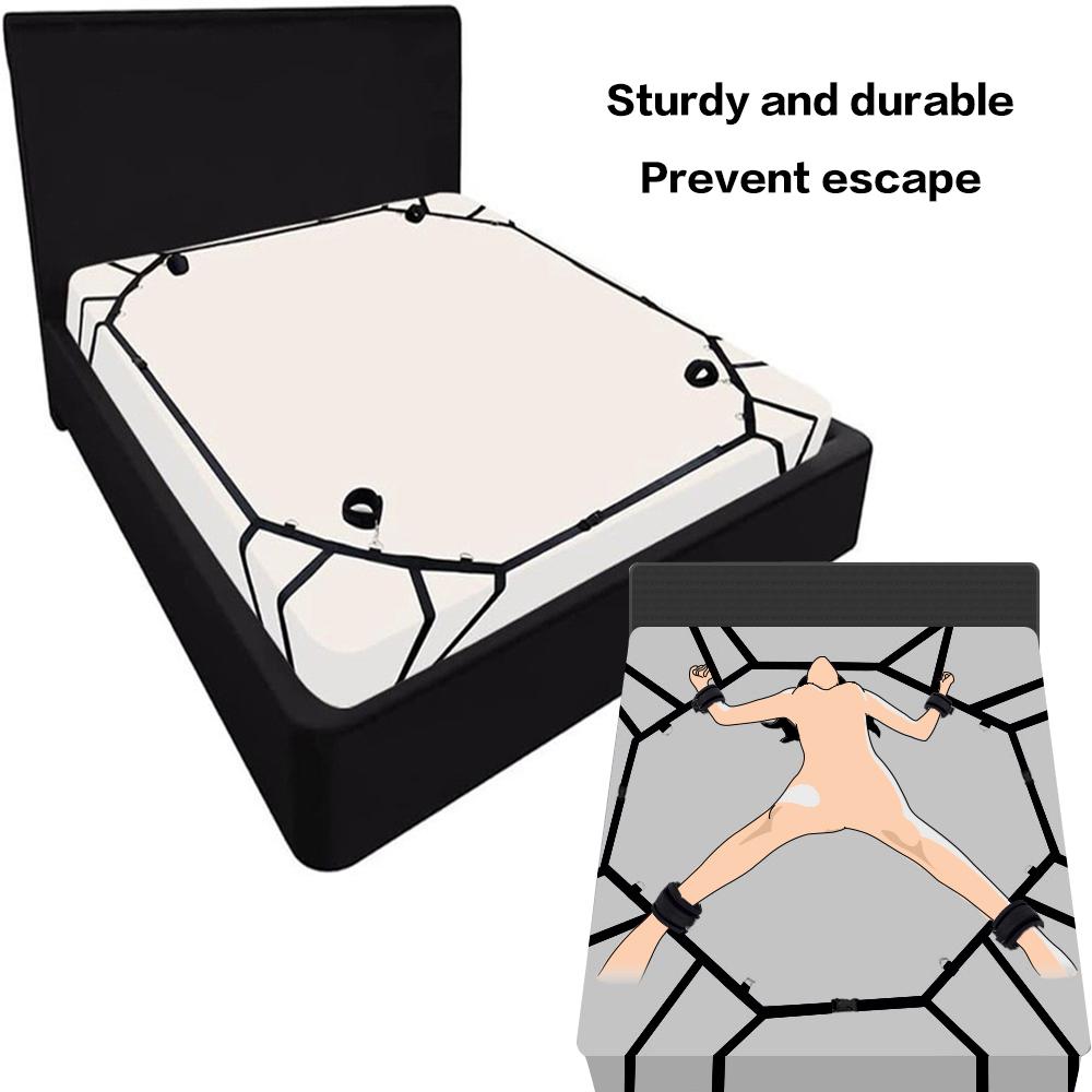 Bed Restraints Bondage Rope Kits Nylon Handcuffs Ankle Cuffs Sets Slave Erotic Adult Sex Toys for Couples Play Sexual Games
