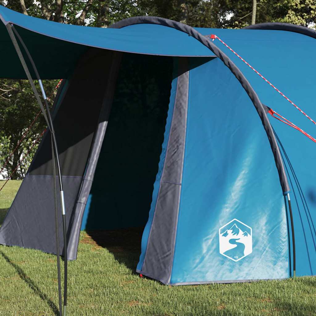 4 Person Tunnel Tent with Roof Blue and Grey 740 x 370 x 220 cm