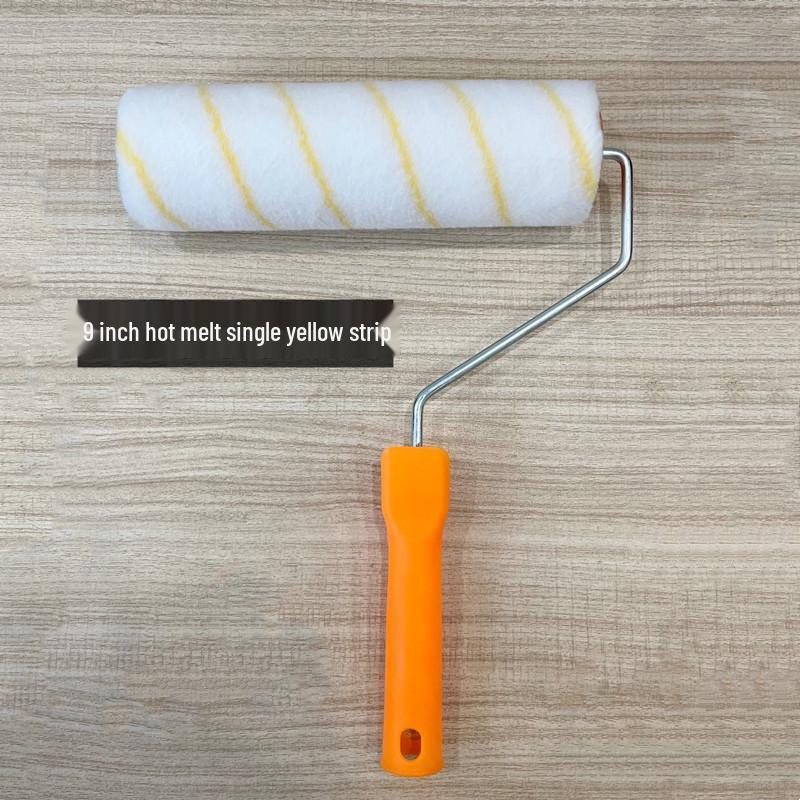 9-inch Yellow Stripe Medium Pile Roller Brush for Latex Wall Paint