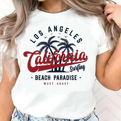 Relax Los Angeles Beach West Coast Print Tshirt Short Sleeve Oncek Womens Clothing Top Tee Fashion T Shirt