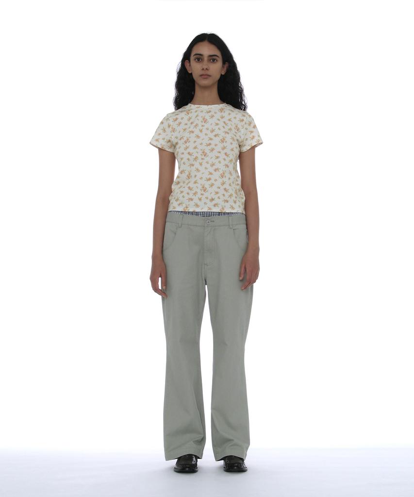 PARTIMENTO WOMEN Floral Printed Short Sleeve Tee_Cream