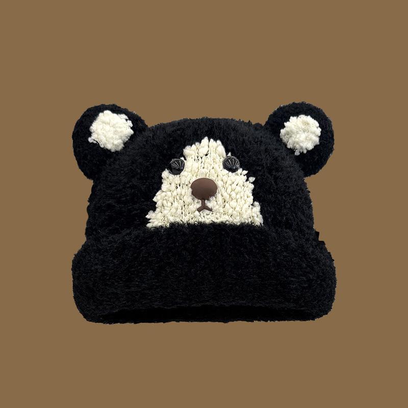 

New Women S Brown Bear Ear Plush Beanie Hat Winter Warm Cute Cartoon Fleece Knit Skullies For Ladies Korean Style Sweet One Size