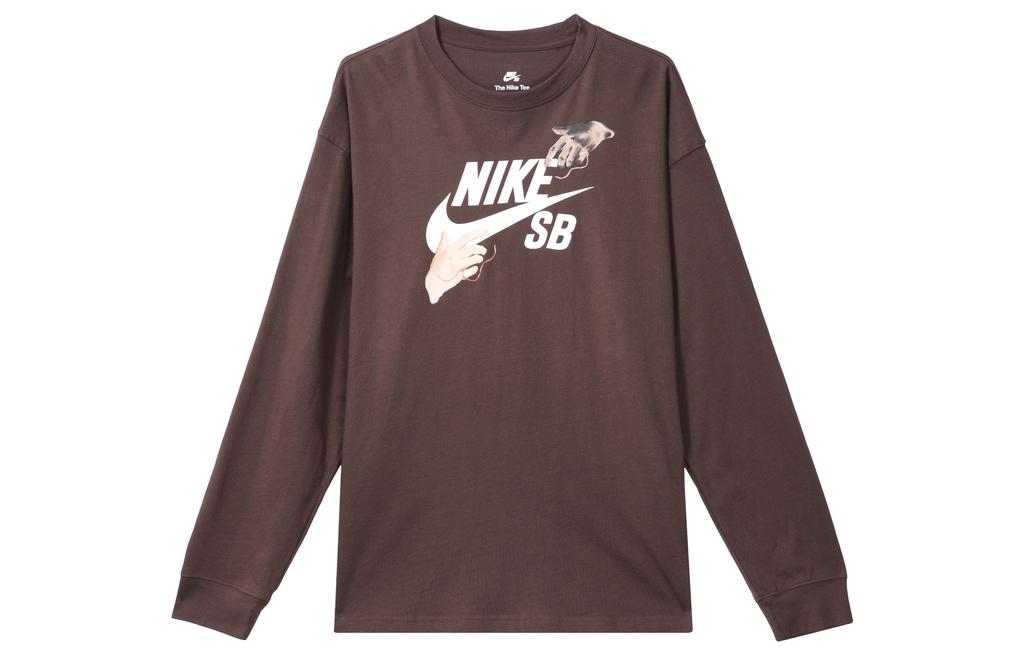 Nike T Shirts Men's Earth Umber Crew Neck Moderate Straight Fit FQ7682-227