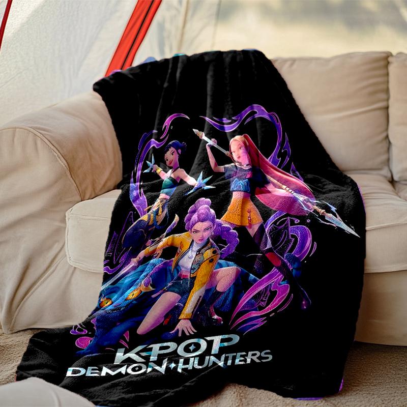 1pc Snug Kpop Demon Hunters Blanket, Lightweight & Durable Print Blanket, Perfect for Home, Couch, Bed, Picnic, Travel, Office