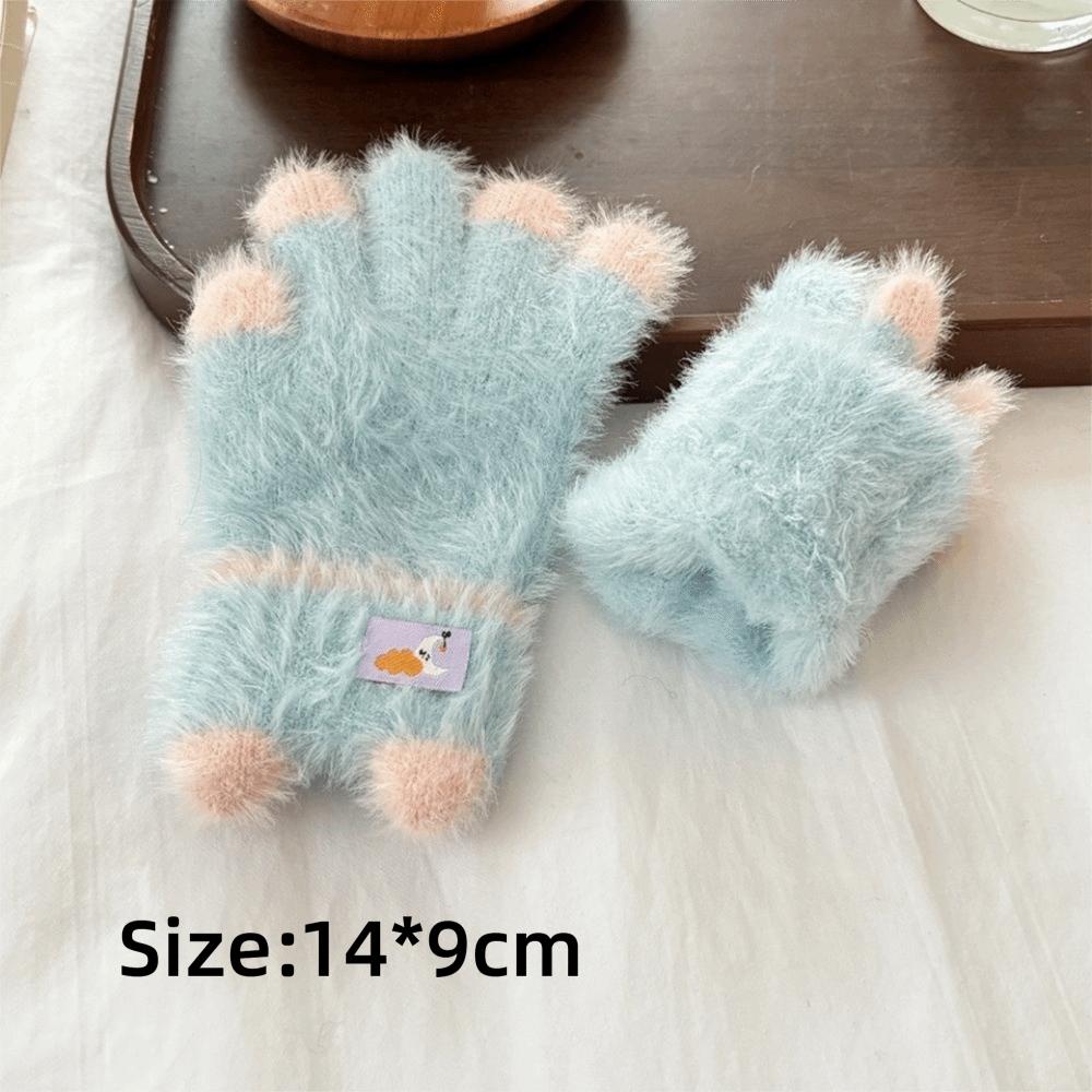 A Pair Mink-Like Toddler Gloves 3-8Years Long-Hair Material Winter Warm Gloves Thick Warm Children's Gloves Playing In Snow