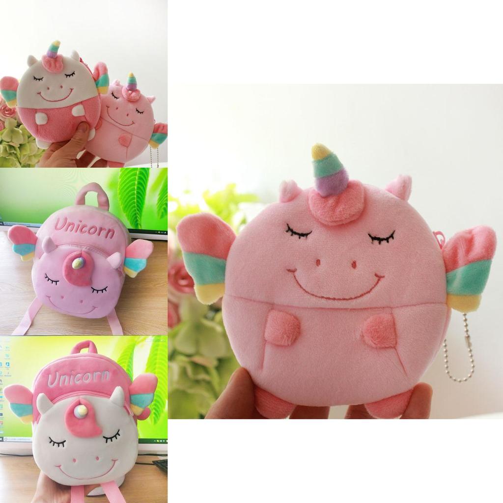 Kawaii Unicorn Plush Backpack For Kids With Soft Mini Coin Purse Pink And White Colors