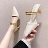 Baotou Half Slippers Women's Autumn Wear 2025 New Thick Heel Fashion Versatile French Retro Pointed Temperament High Heels