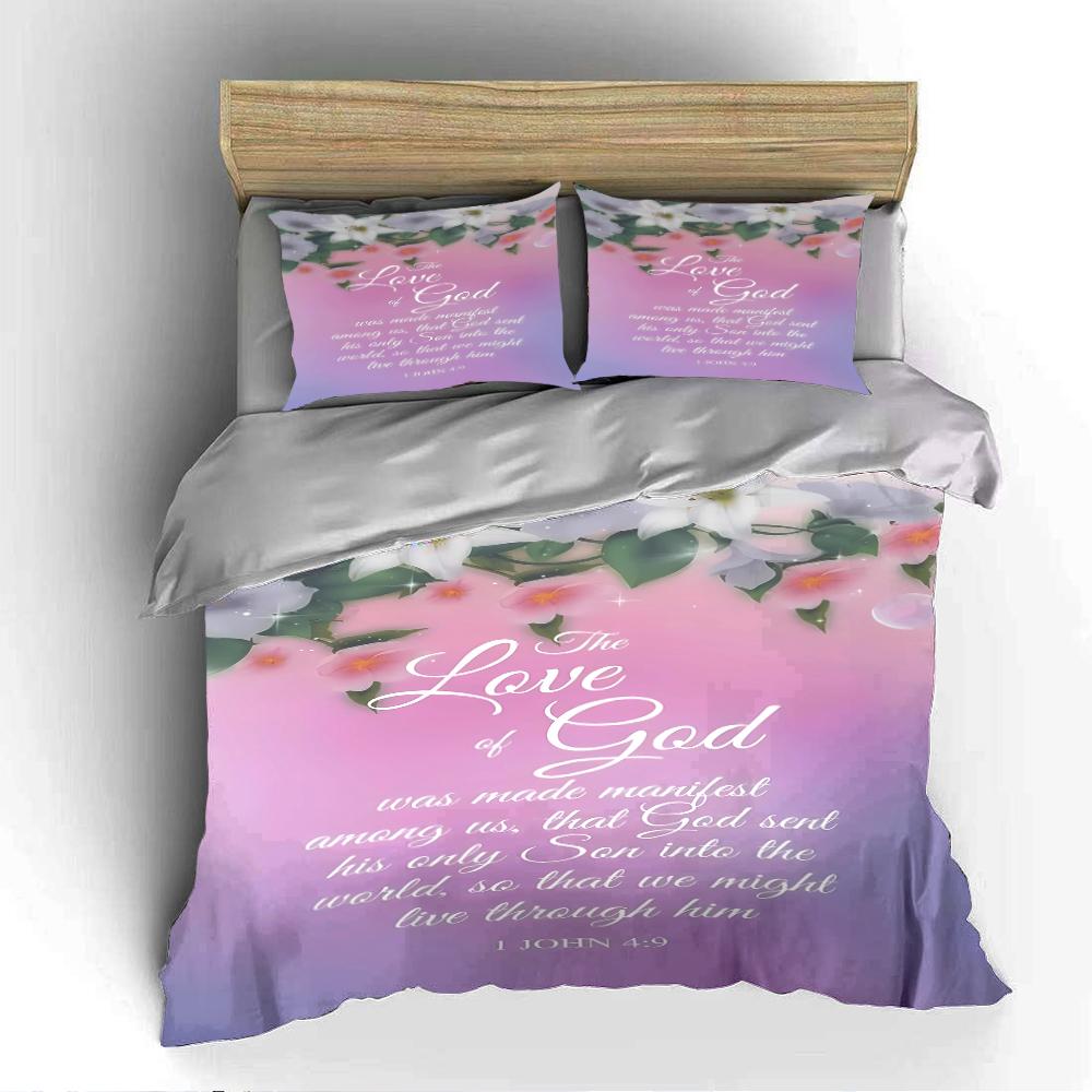 Christian Bedding Set with Lilies & Verse Bedding set (1 duvet cover, 2 pillowcases, duvet not included)