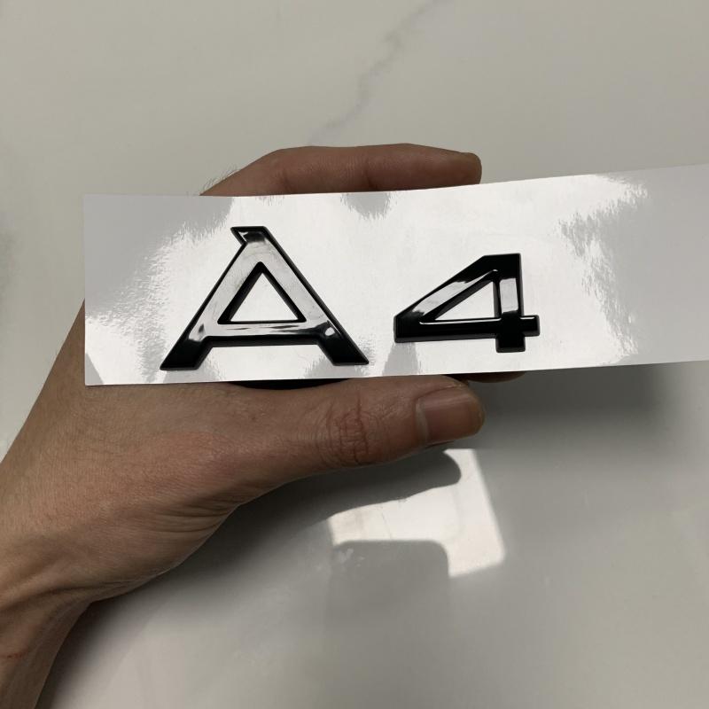 hot A4 4 Ring Logo ABS Black 2007-2024 Car Hood Front Grill Rear Trunk Emblem Badge Sticker Quattro Sline A4 Accessory refit