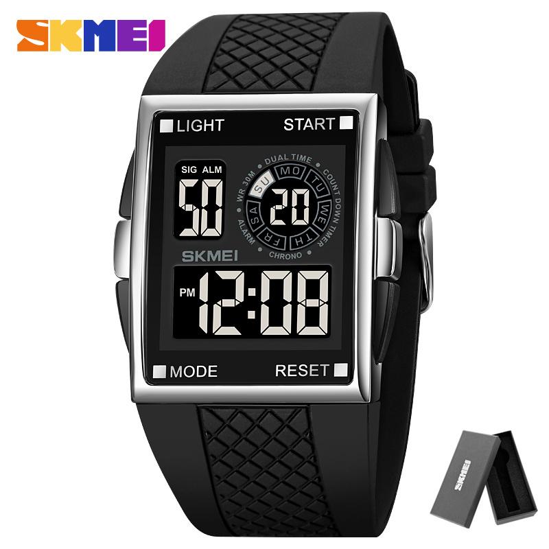 SKMEI 1967 reloj hombre Japan Digital movement Watch Mens military 3Bar Waterproof Countdown LED Light Electronic Wristwatches
