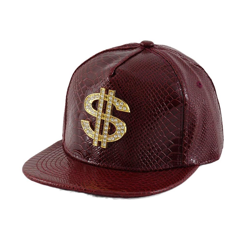 Beliebte Herren- und Damen-Flachkappen mit funkelnden Diamanten PU-Leder goldenes Logo glänzende Baseballkappen Street-Trend Party Bergsteigen
